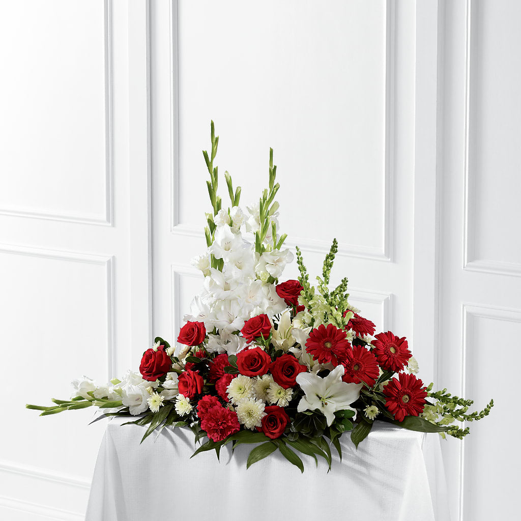 Crimson & White Arrangement – Beantown Florist, Everett MA