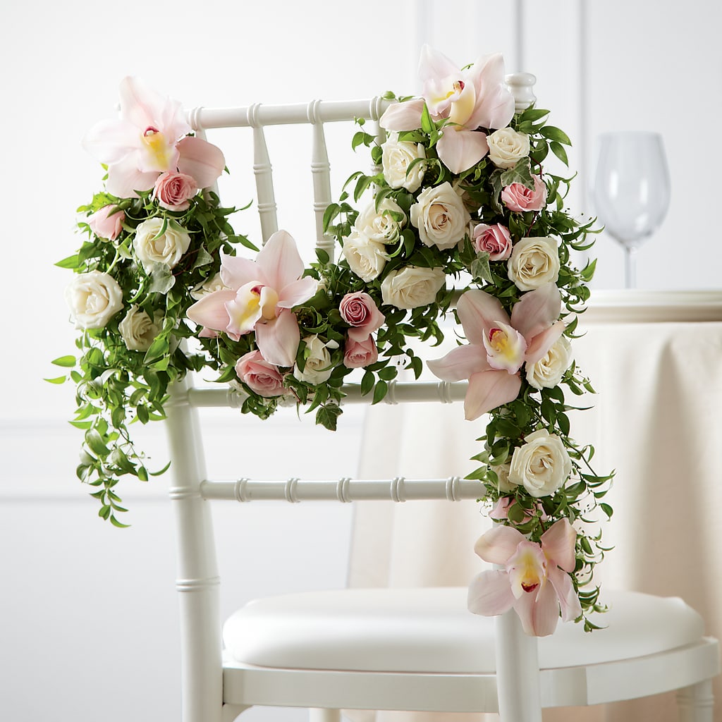 Orchid Rose Chair Décor – Beantown Florist, Everett MA