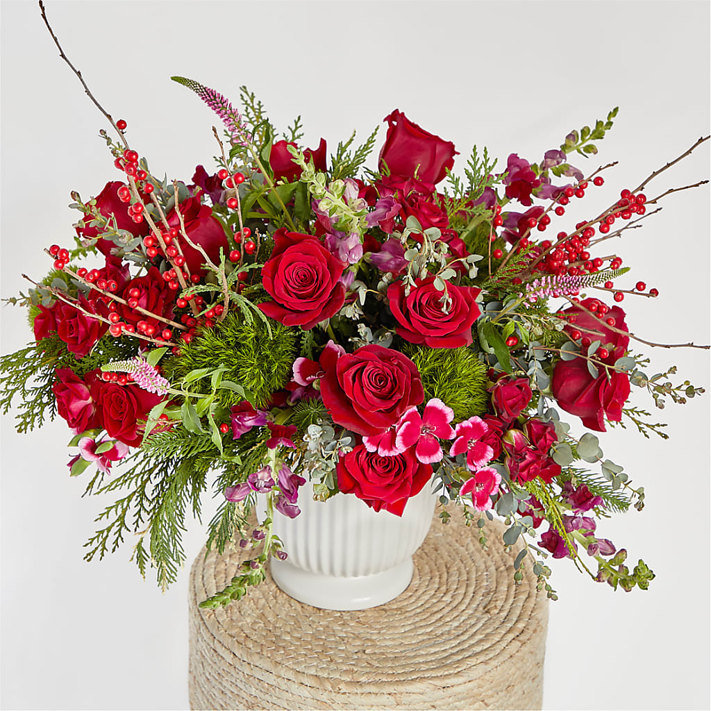 Big Red Bow Bouquet –  Beantown Florist, Everett MA