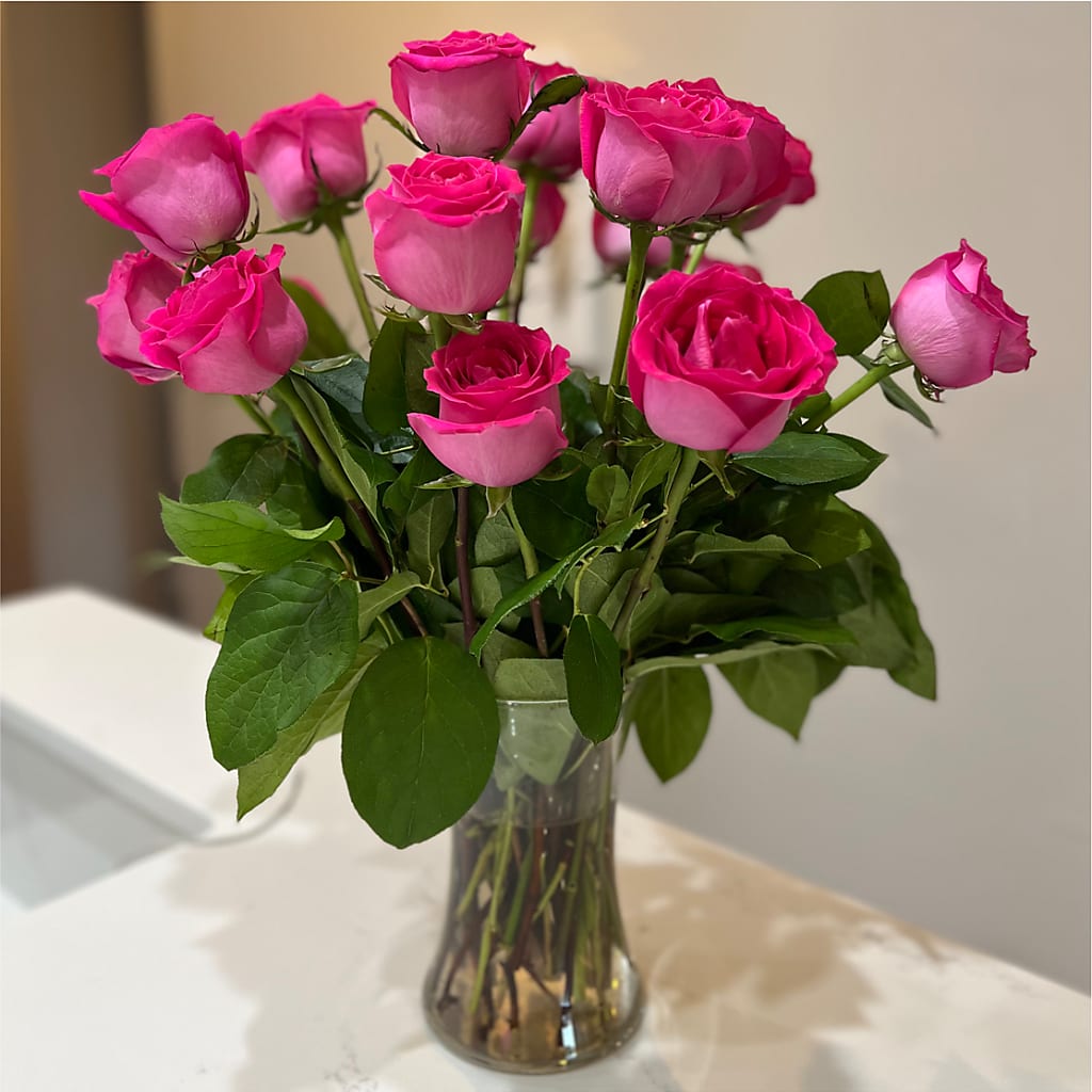 Long Stem Pink Rose Bouquet –  Beantown Florist, Everett MA