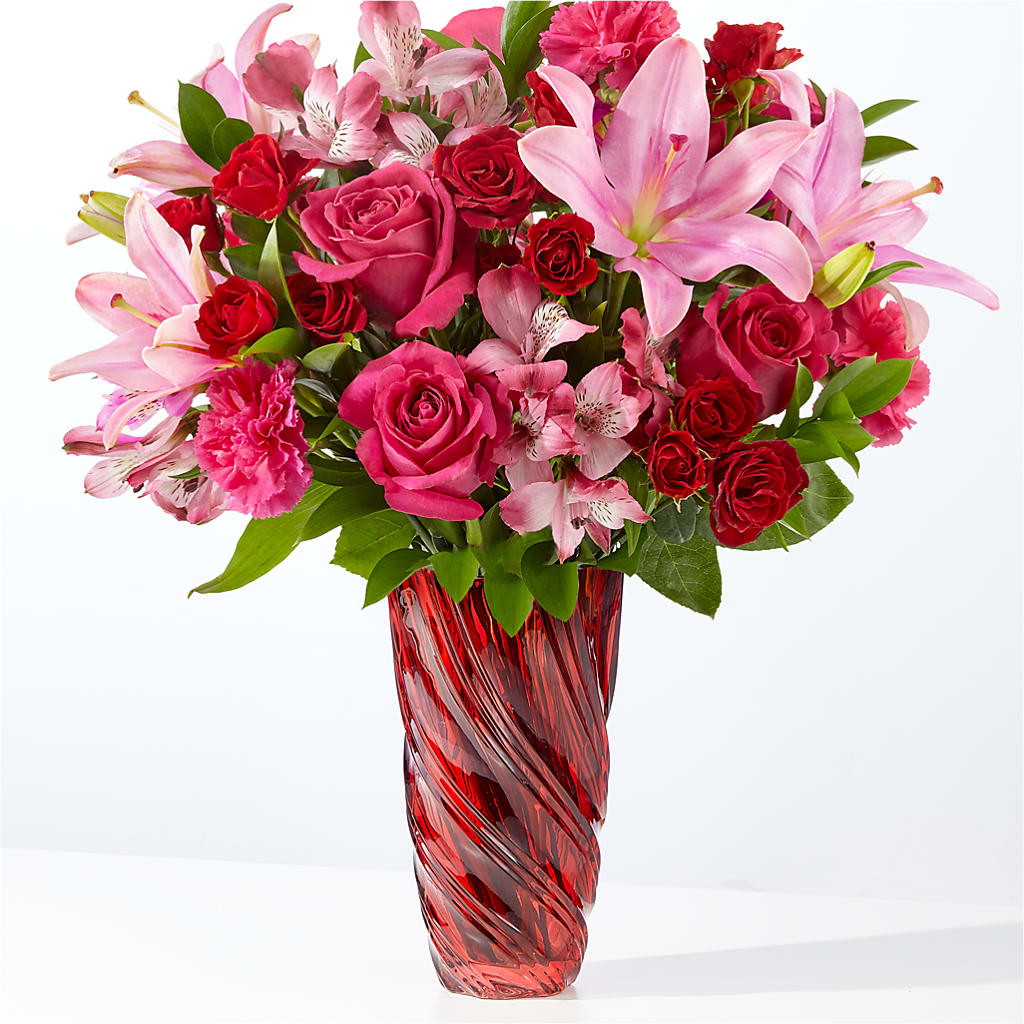 In Love Bouquet with Luxe Swirl Vase –  Beantown Florist, Everett MA