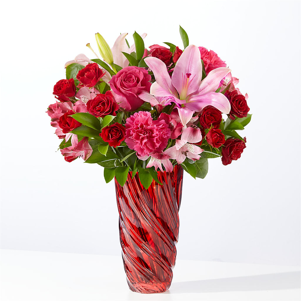 In Love Bouquet with Luxe Swirl Vase –  Beantown Florist, Everett MA