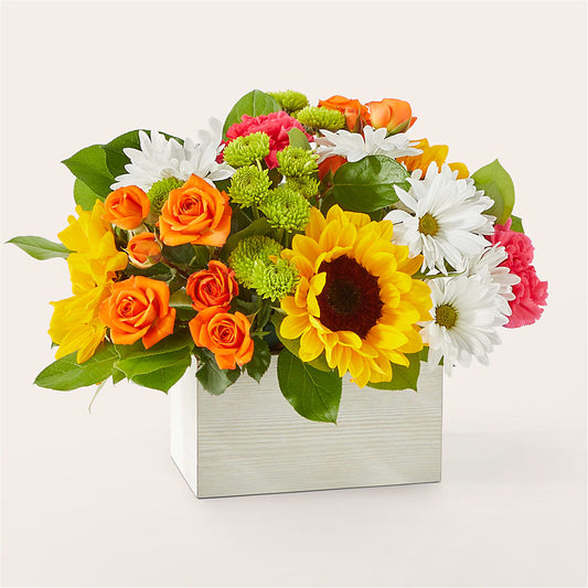 Sun-drenched Blooms Box Bouquet –  Beantown Florist, Everett MA