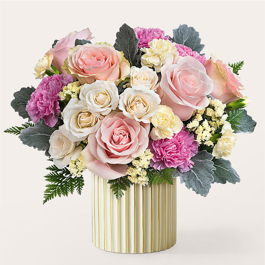 Blissful Moments Bouquet with Ivory Vase –  Beantown Florist, Everett MA