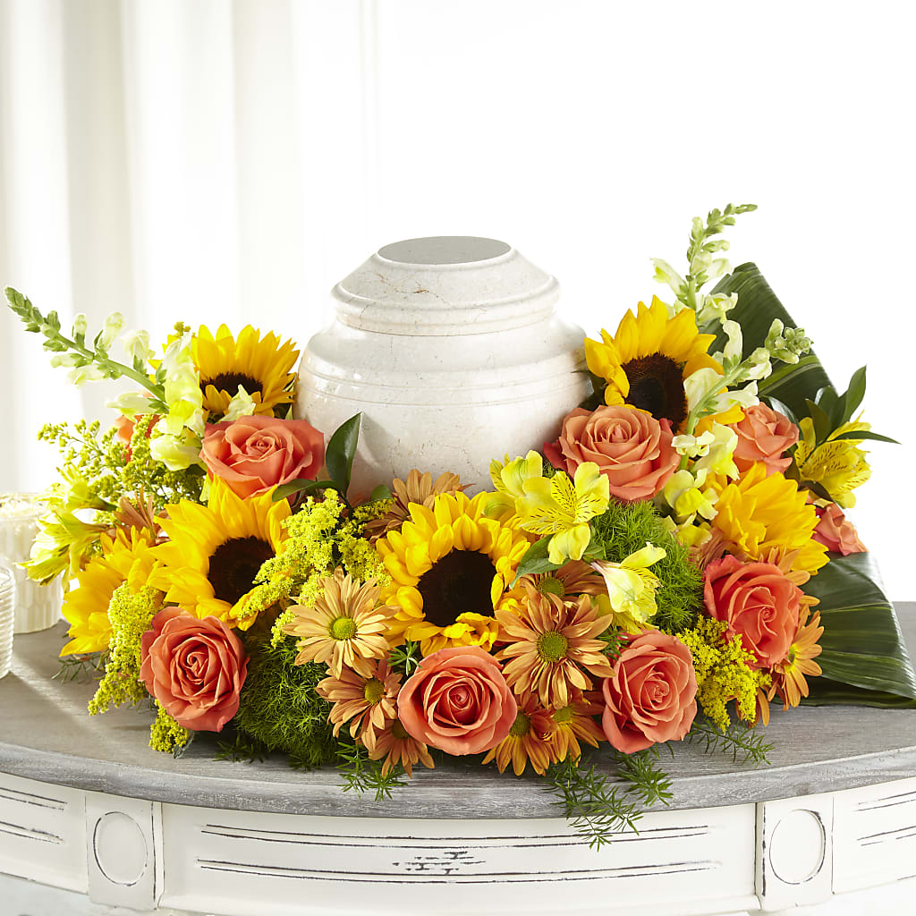 Faithful Sunflower Cremation Adornment –  Beantown Florist, Everett MA