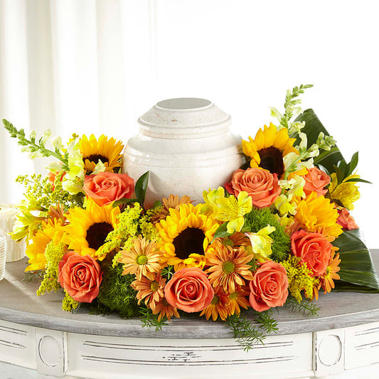 Faithful Sunflower Cremation Adornment –  Beantown Florist, Everett MA