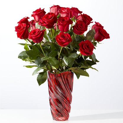Classic Love Red Rose Bouquet with Luxe Swirl Vase –  Beantown Florist, Everett MA