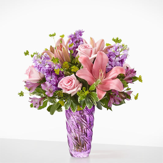 Precious Petals Bouquet with Luxe Swirl Vase –  Beantown Florist, Everett MA