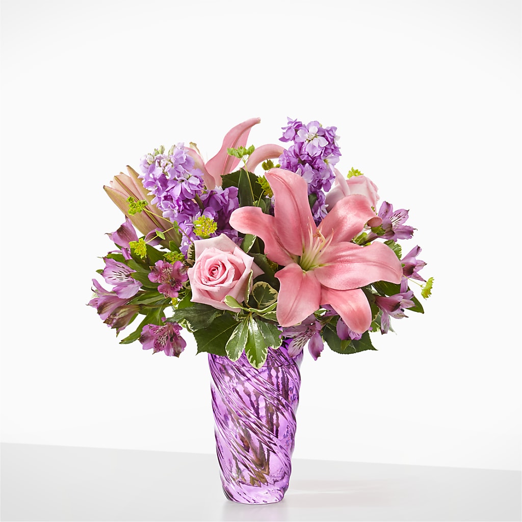 Precious Petals Bouquet with Luxe Swirl Vase –  Beantown Florist, Everett MA