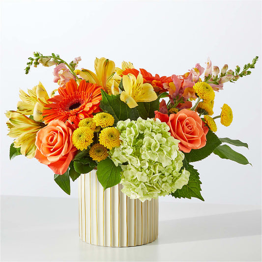 Autumn Sunshine Bouquet with Ivory Vase –  Beantown Florist, Everett MA
