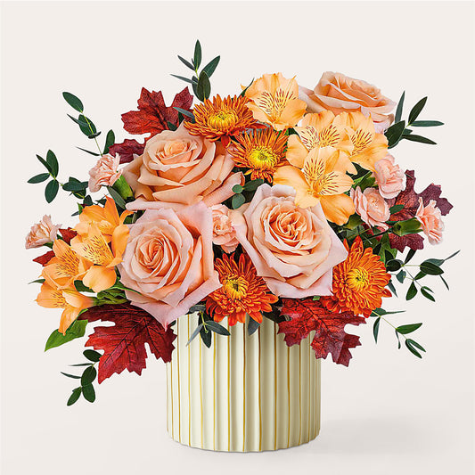 Spiced Latte Bouquet with Ivory Vase –  Beantown Florist, Everett MA