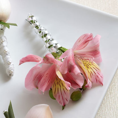 Pink Peruvian Lily Boutonniere –  Beantown Florist, Everett MA