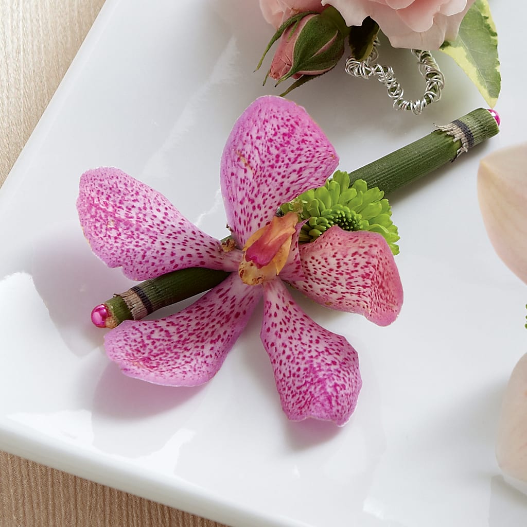Pink Mokara Boutonniere –  Beantown Florist, Everett MA
