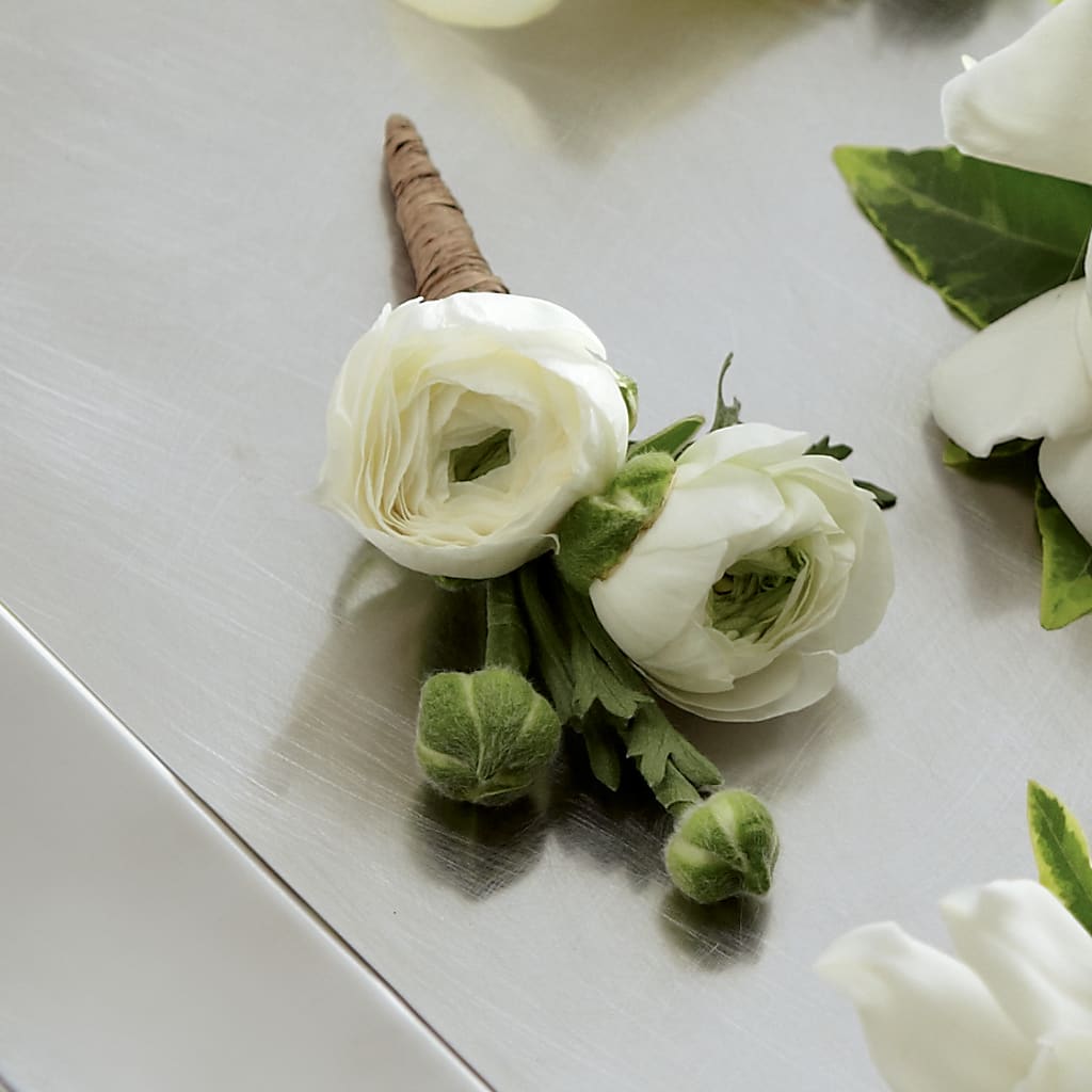 White Ranunculus Boutonniere –  Beantown Florist, Everett MA