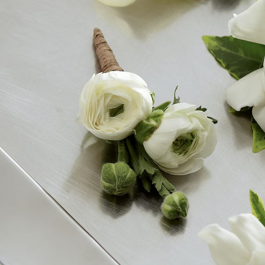 White Ranunculus Boutonniere –  Beantown Florist, Everett MA
